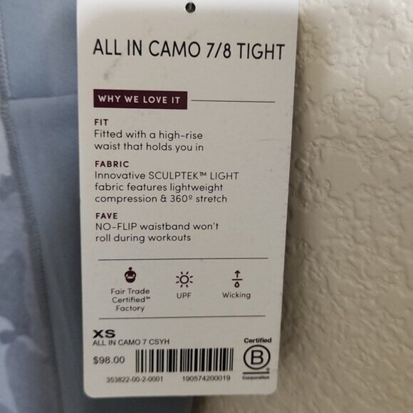 NEW Athleta All In Camo 7/8 Tight Cobblestone Grey Heather SIZE XS - Picture 6 of 14